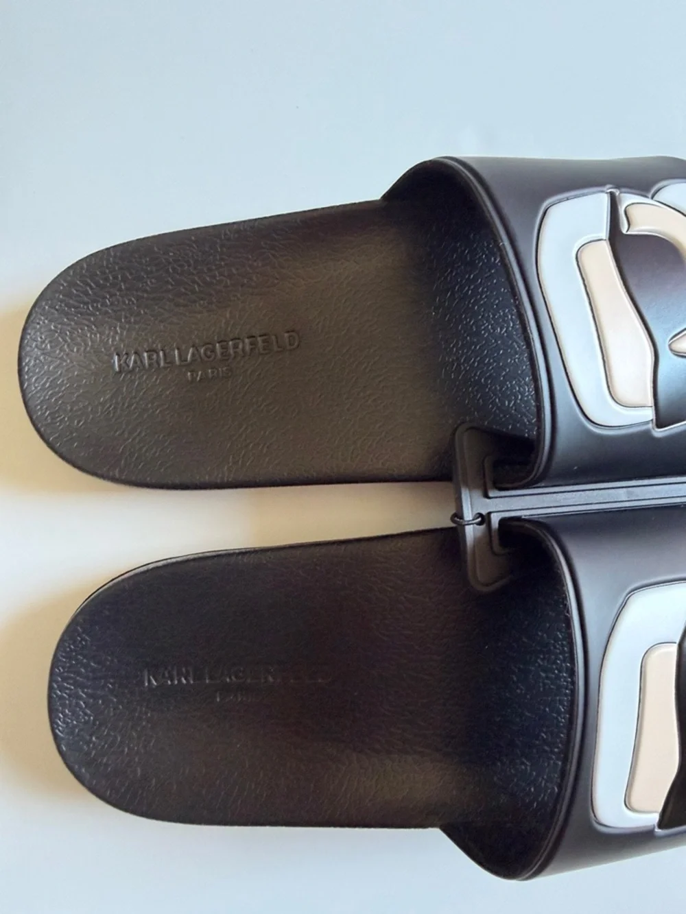 Karl Lagerfeld Black Slides with Karl Character Graphic